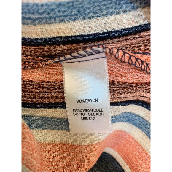 Lulu’s - Angelene Blue & Orange Striped Sleeveless Romper - Size Small - Picture 8 of 9